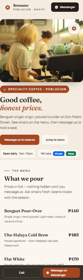 The same Brotante sample draft on a phone.